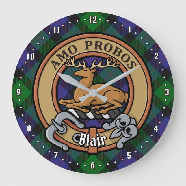 Klan Blair Vapensköld över Tartan Stor Klocka (Framsida)