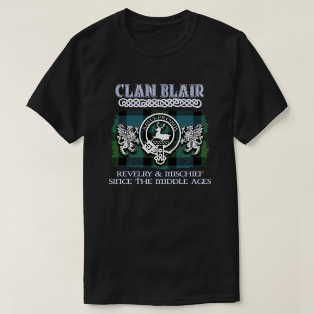 Klan Blair vapensköld Scottish klans Scottish Surn T Shirt (Design framsida)