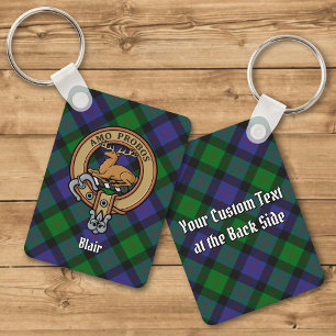 Klan Blair-Vapenskölden över Tartan Keychain Nyckelring