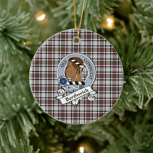Klan Borthwick Badge Tartan Play Julgransprydnad Keramik (Träd)