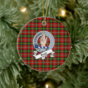 Klan Boyd Badge Tartan Plaid Julgransprydnad Keramik
