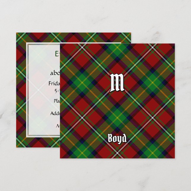 Klan Boyd Tartan-inbjudan Inbjudningar (Fram/baksida)