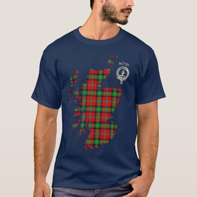 Klan Boyd Tartan Karta & Vapensköld T-Shirt (Framsida)