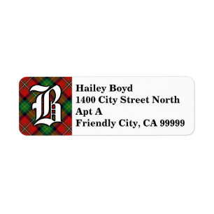 Klan Boyd Tartan Monogram Returadress Etikett