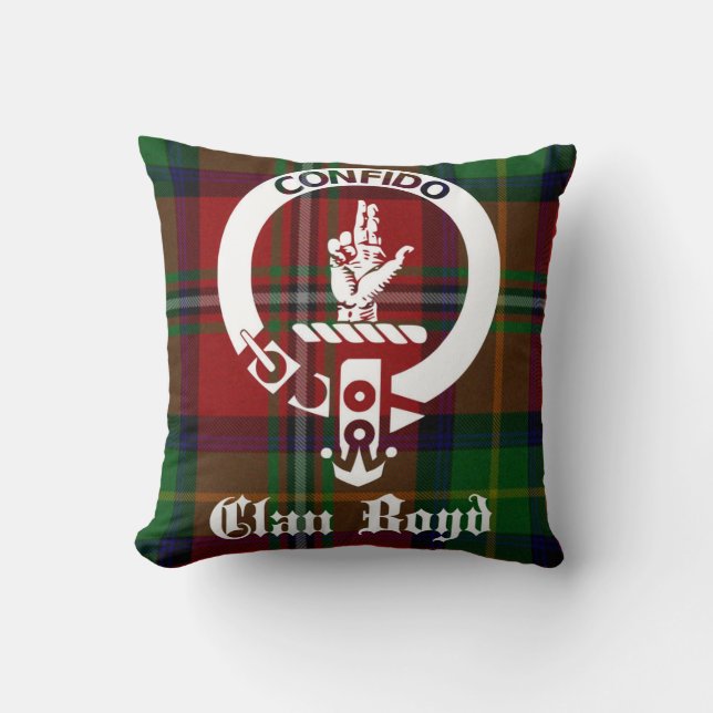Klan Boyd Tartan och Vapensköld Dekorativ kudde (Framsida)