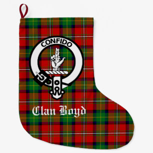 Klan Boyd Vapensköld och Tartan Anpassade Stor Julstrumpa