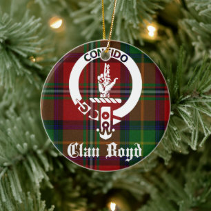 Klan Boyd Vapensköld och Tartan Personlig Julgransprydnad Keramik