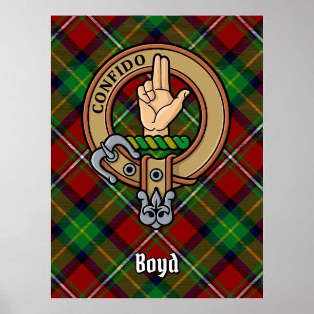 Klan Boyd Vapensköld över Tartan Poster (Framsidan)