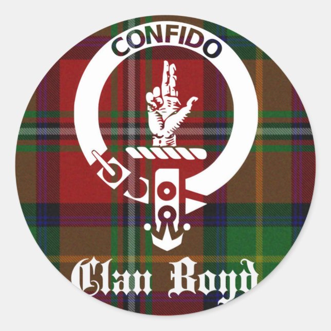 Klan Boyd Vapensköld Tartan Runt Klistermärke (Framsida)