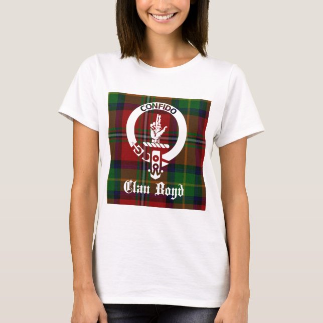 Klan Boyd Vapensköld Tartan Tee Shirt (Framsida)
