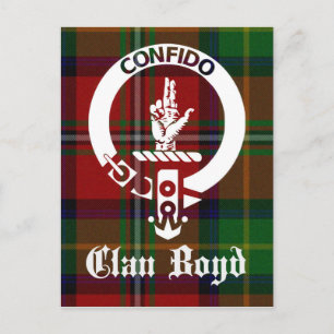 Klan Boyd Vapensköld Tartan Vykort