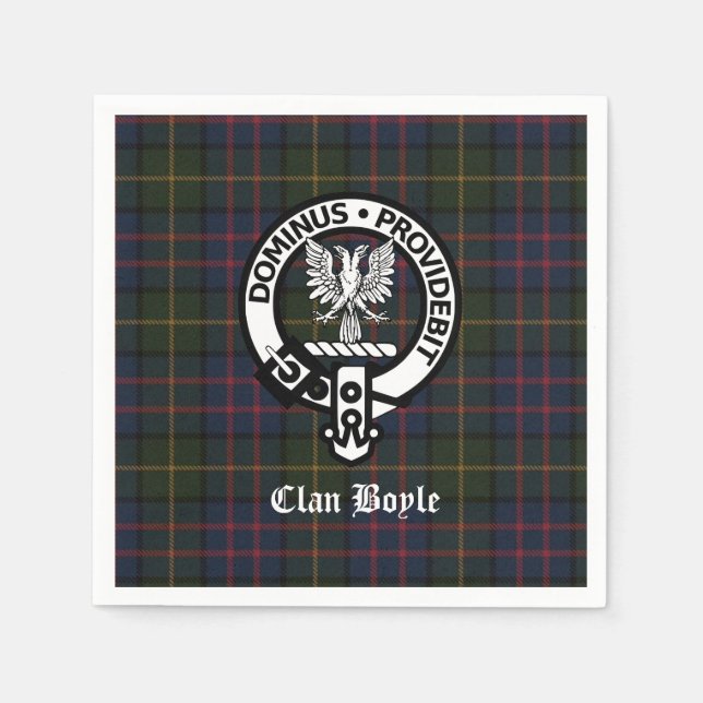 Klan Boyle Vapensköld Badge och Tartan Pappersservett (Framsidan)