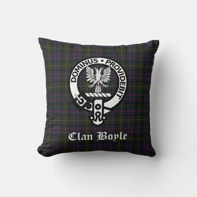 Klan Boyle Vapensköld Badge & Tartan Kudde (Framsida)