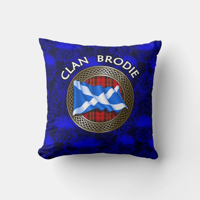 Klan Brodie Tartan Knot & Flagga Kudde (Framsida)