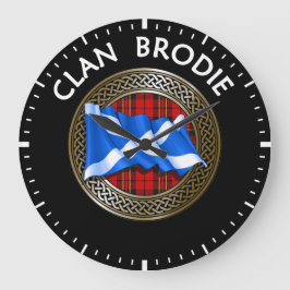 Klan Brodie Tartan Knot & Flagga Stor Klocka