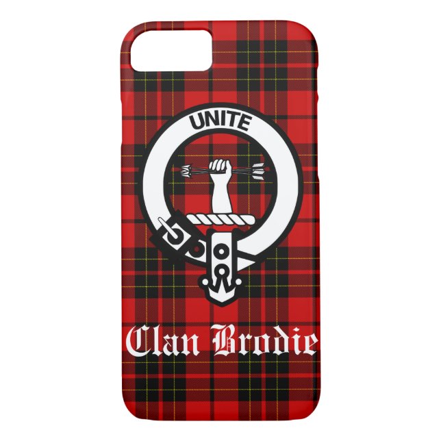 Klan Brodie Vapensköld Badge och Tartan Case-Mate iPhone Skal (Baksida)