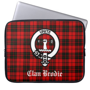 Klan Brodie Vapensköld Badge och Tartan Laptop Fodral