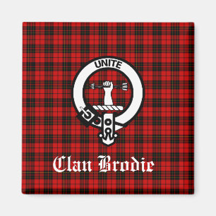 Klan Brodie Vapensköld Badge och Tartan Magnet