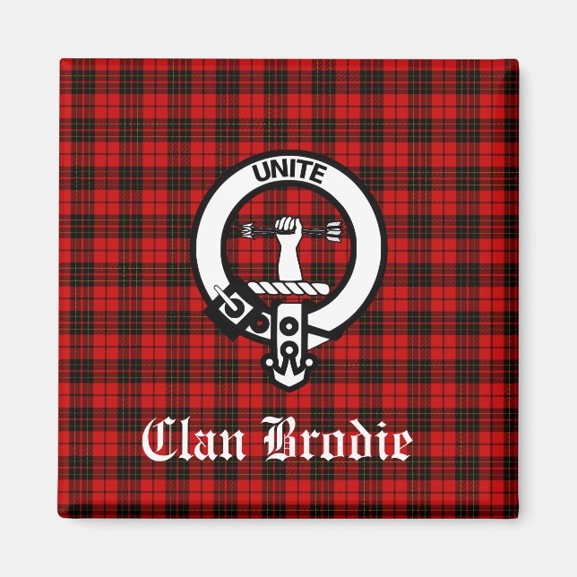Klan Brodie Vapensköld Badge och Tartan Magnet (Framsidan)