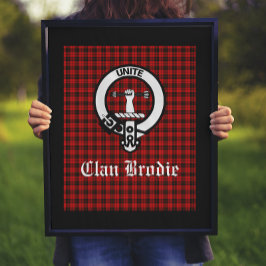 Klan Brodie Vapensköld Badge och Tartan Poster