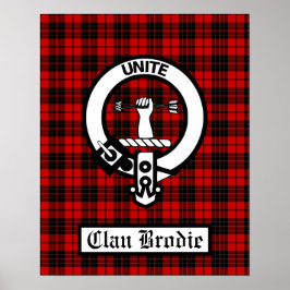 Klan Brodie Vapensköld Badge & Tartan Poster