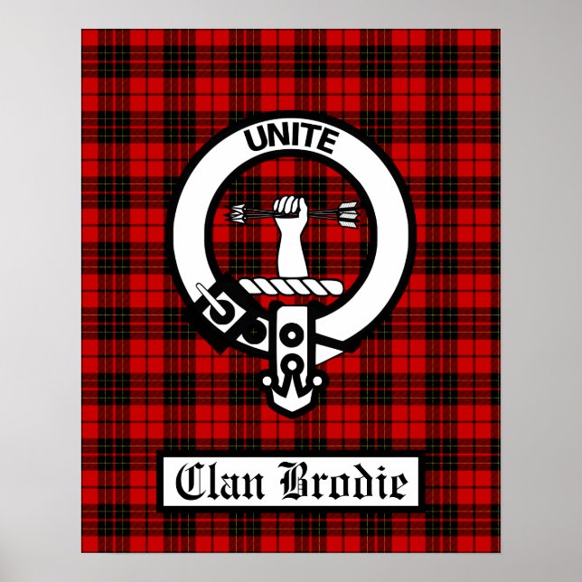 Klan Brodie Vapensköld Badge & Tartan Poster (Framsidan)