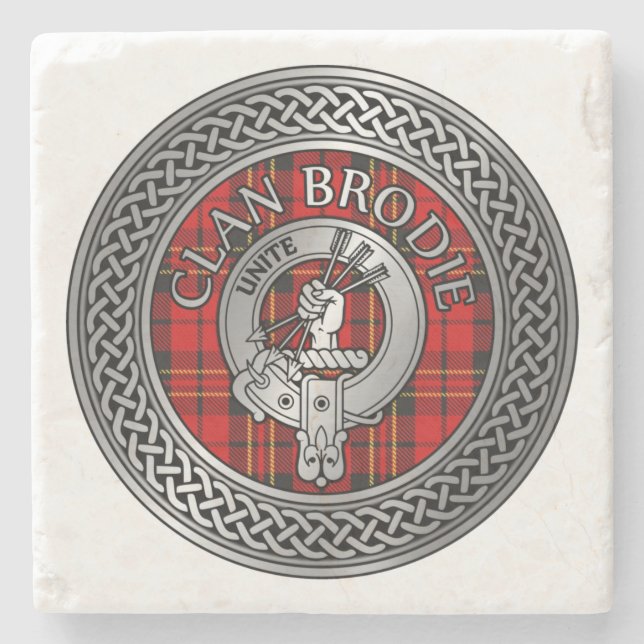 Klan Brodie Vapensköld & Tartan Knot Stenunderlägg (Framsidan)
