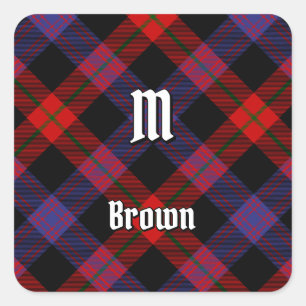 Klan Brown Tartan Fyrkantigt Klistermärke