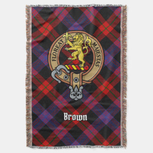 Klan Brown-vapen över tartan Filt