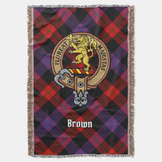 Klan Brown-vapen över tartan Filt (Framsidan Vertikal)