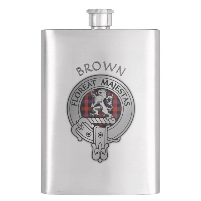 Klan Brown Vapensköld och Tartan Fickplunta (Framsidan)