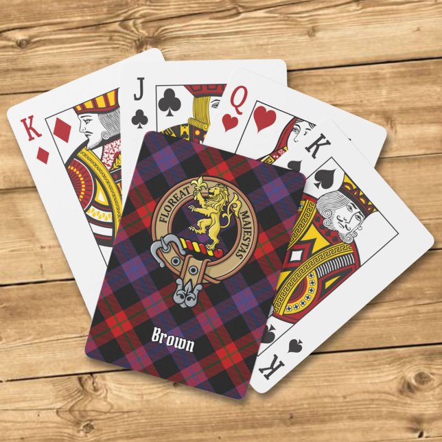 Klan Brown Vapensköld över Tartan Casinokort (Skapare uppladdad)