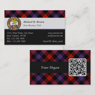 Klan Brown Vapensköld över Tartan Visitkort