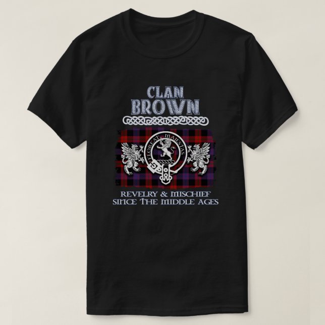 Klan Brown vapensköld Scottish klans Scottish Surn T Shirt (Design framsida)