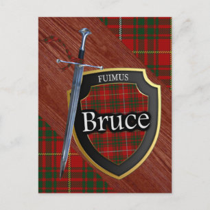 Klan Bruce Tartan Sword & Shield Vykort