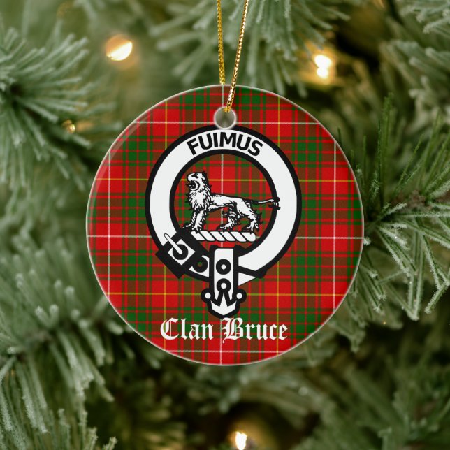 Klan Bruce Vapensköld Badge och Tartan Julgransprydnad Keramik (Träd)