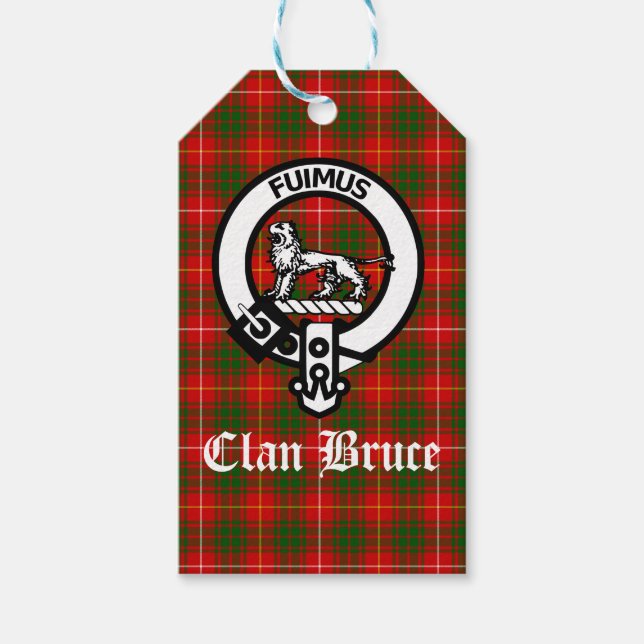 Klan Bruce Vapensköld Badge & Tartan Anpassningsba Presentetikett (Framsidan)