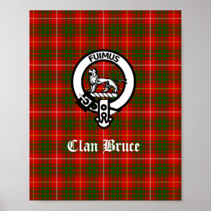 Klan Bruce Vapensköld Badge & Tartan Poster