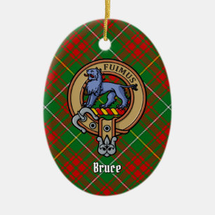 Klan Bruce Vapensköld över Hunting Tartan Julgransprydnad Keramik