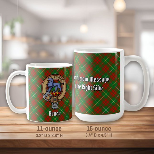 Klan Bruce Vapensköld över Hunting Tartan Kaffemugg (Skapare uppladdad)