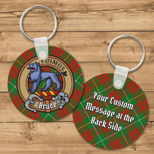 Klan Bruce Vapensköld över Hunting Tartan Nyckelring