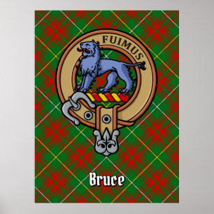 Klan Bruce Vapensköld över Hunting Tartan Poster