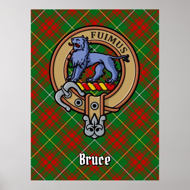 Klan Bruce Vapensköld över Hunting Tartan Poster (Framsidan)