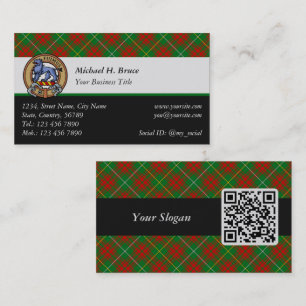 Klan Bruce Vapensköld över Hunting Tartan Visitkort