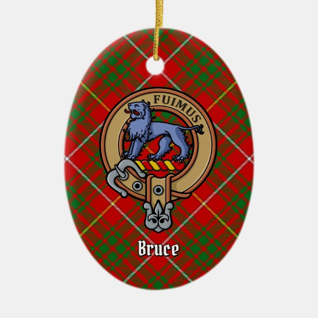 Klan Bruce Vapensköld över Tartan Julgransprydnad Keramik (Framsidan)