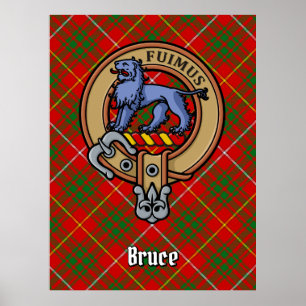 Klan Bruce Vapensköld över Tartan Poster
