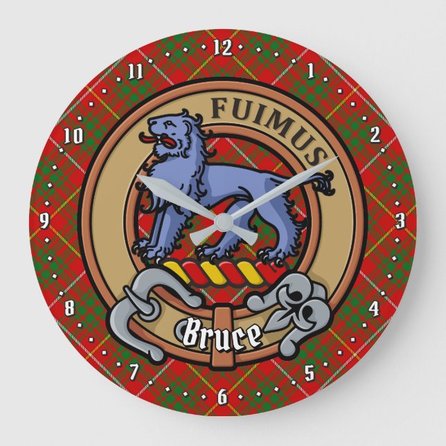 Klan Bruce Vapensköld över Tartan Stor Klocka (Framsida)