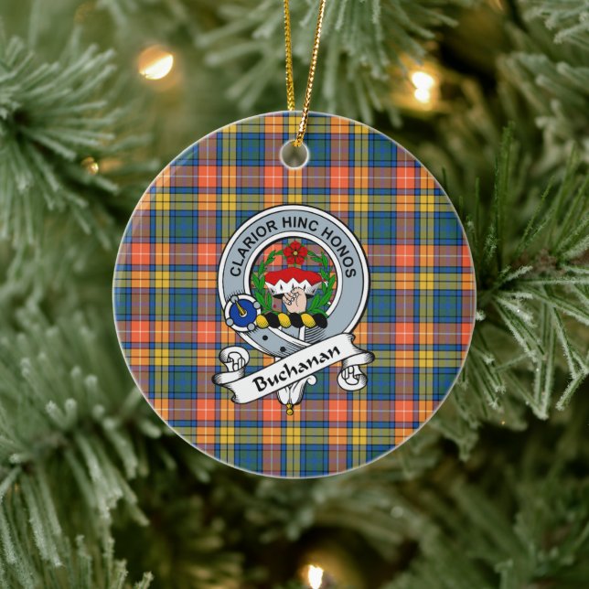 Klan Buchanan Ancient Badge Tartan Play Julgransprydnad Keramik (Träd)
