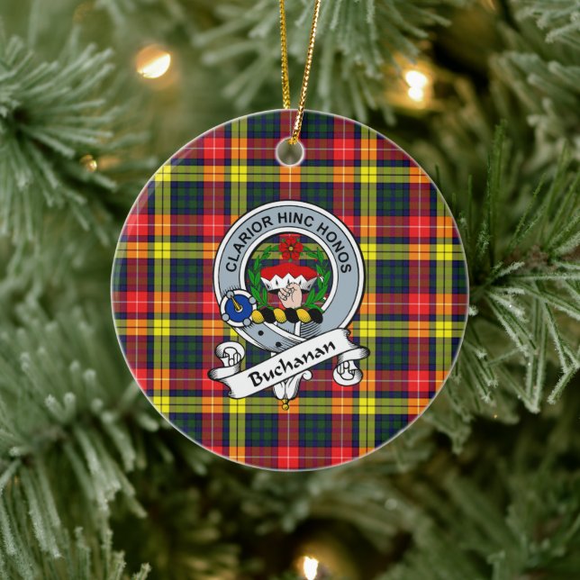 Klan Buchanan Modern Badge Tartan Play Julgransprydnad Keramik (Träd)