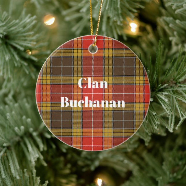 Klan Buchanan Old Set Weasted Tartan Julgransprydnad Keramik (Träd)